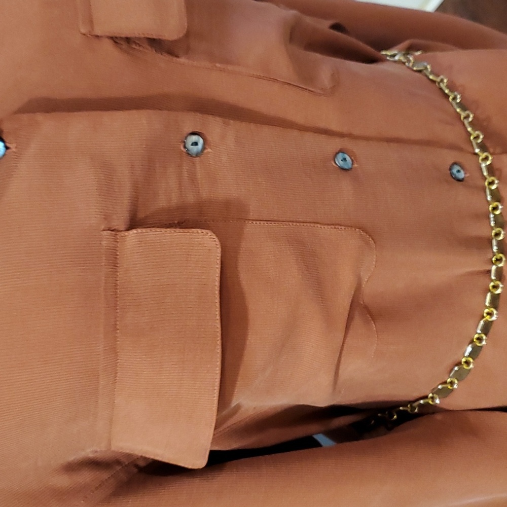 Silks vtg  brown silk button down Career Office Board Room  shirt size M - Picture 6 of 14